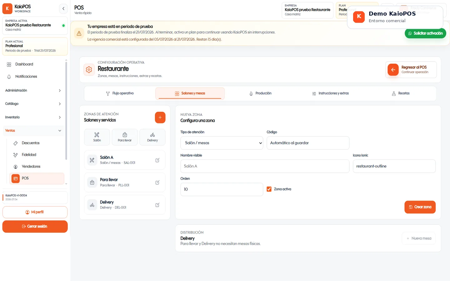 POS real de KaioPOS para venta rápida y control de ticket